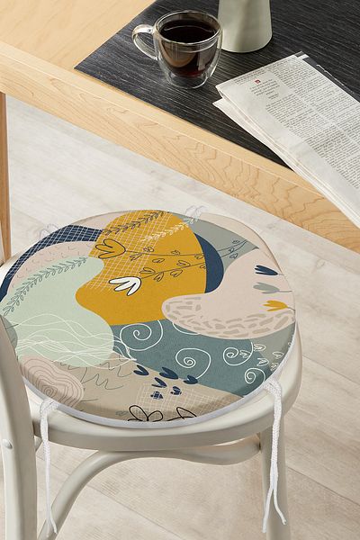 Realhomes Special Design Round Zippered Chair Cushion with Pink Floor and Flower Detail