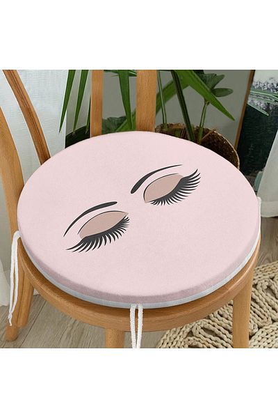 Realhomes Modern Eyelash Digital Printed Round Zippered Chair Cushion