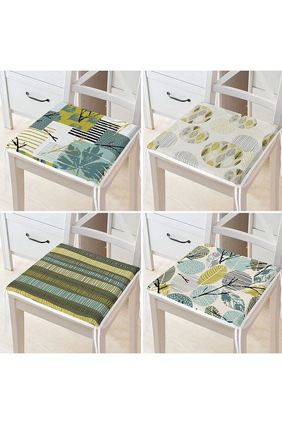 Realhomes 4-Piece Modern Zippered Chair Cushion Set with Onedraw Drawing on Colorful Floor