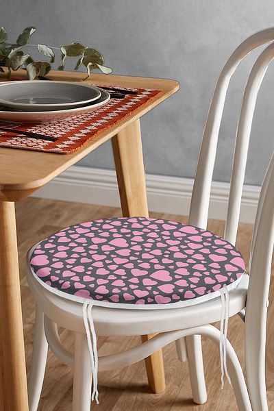 Realhomes Valentine's Day Themed Special Design Digital Printed Modern Round Zippered Chair Cushion