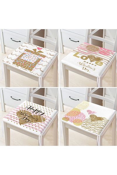 Realhomes 4-Piece Valentine's Day Concept Special Design Modern Combination Zippered Chair Cushion Set