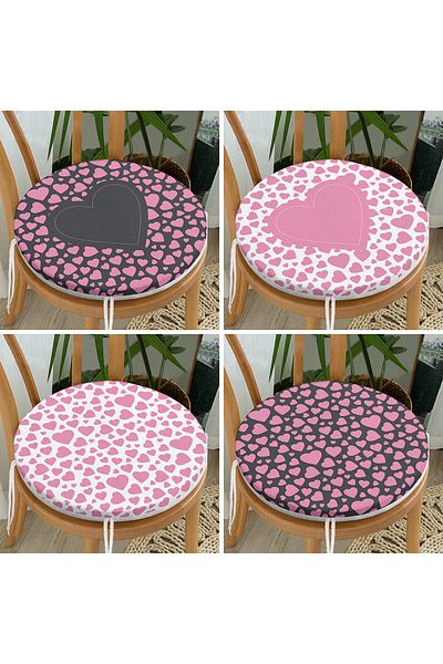 Realhomes 4-Piece Valentine's Day Concept Special Design Modern Combination Round Zipper Chair Cushion Set