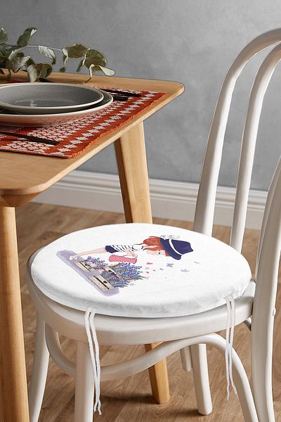 Realhomes Girl Themed Digital Printed Round Zippered Chair Cushion