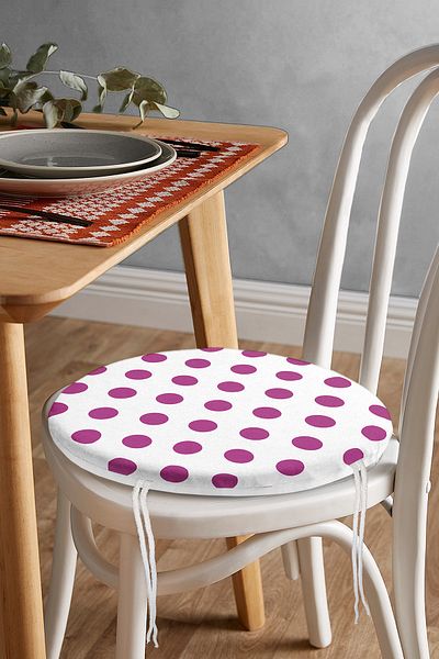 Realhomes Purple Polka Dot Digital Printed Round Zippered Chair Cushion