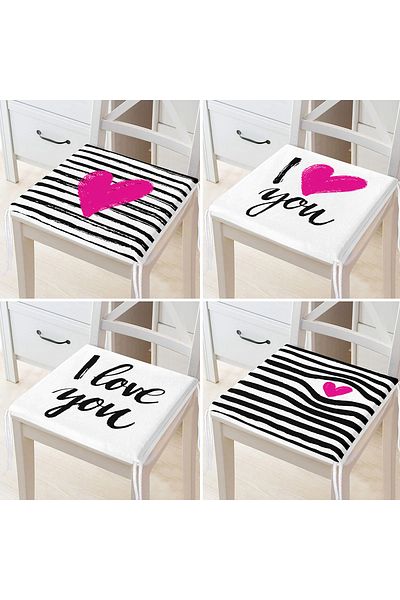 Realhomes 4-Piece Valentine's Day Concept Special Design Modern Combination Zippered Chair Cushion Set