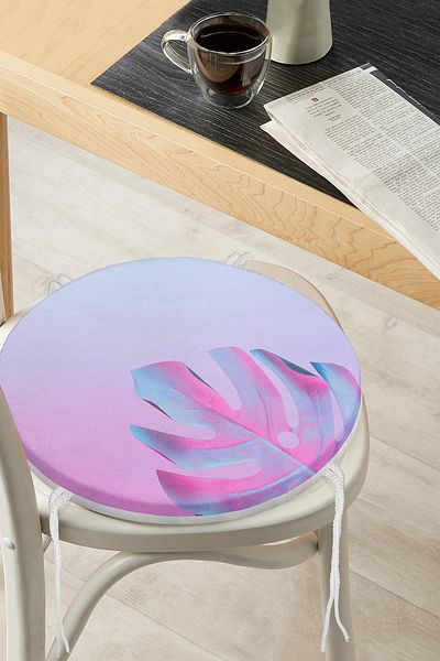 Realhomes Neon Floored Devet Base Motif Round Zippered Chair Cushion