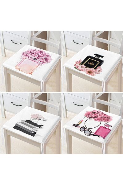 Realhomes 4-Piece Perfume Patterned Zippered Chair Cushion Set