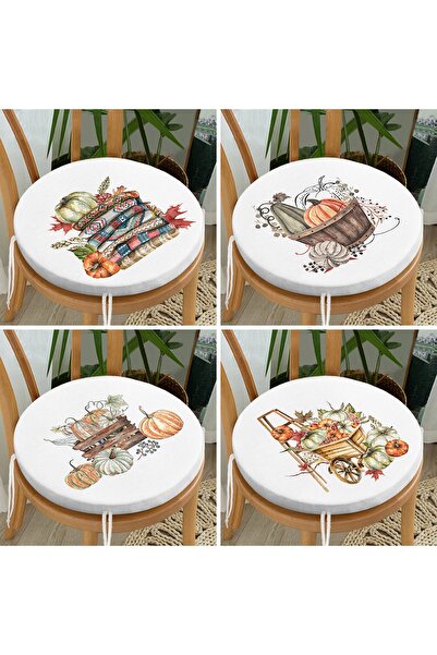 Realhomes Set de perne pentru scaun, rotunde, cu fermoar, cu imprimeu digital Pumpkin Concept, 4 piese, cu coș