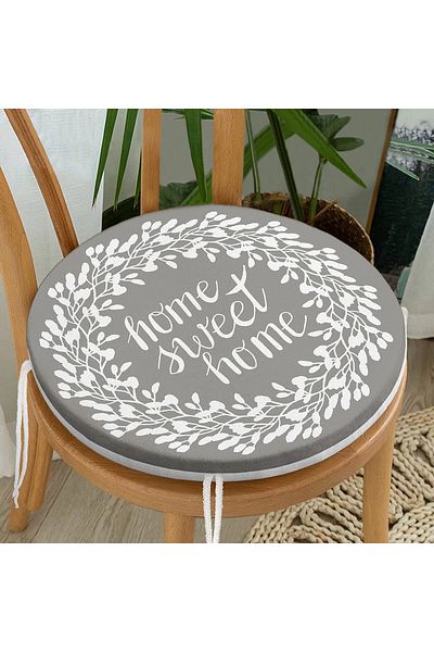 Realhomes Home Sweet Home Digital Printed Round Zippered Chair Cushion