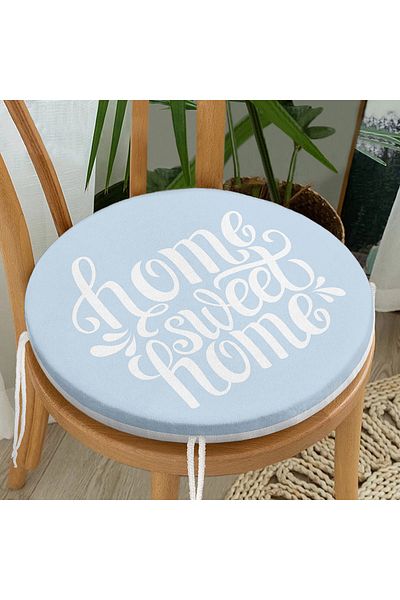 Realhomes Home Sweet Home Digital Printed Round Zippered Chair Cushion