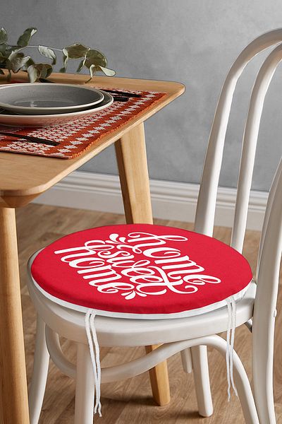 Realhomes Home Sweet Home Digital Printed Round Zippered Chair Cushion