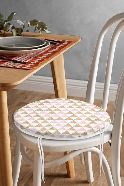 Realhomes Triangle Powder Colors Special Designed Round Zippered Chair Cushion