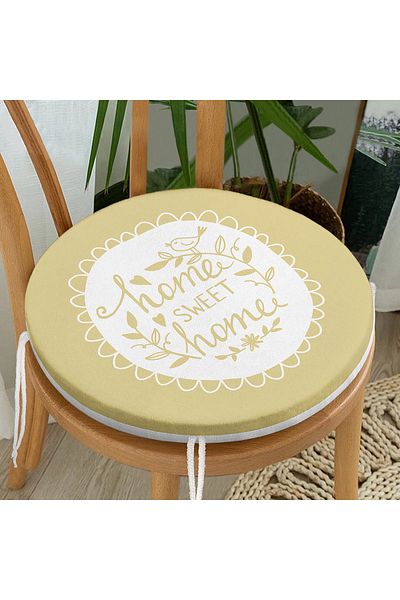 Realhomes Home Sweet Home Digital Printed Round Zippered Chair Cushion