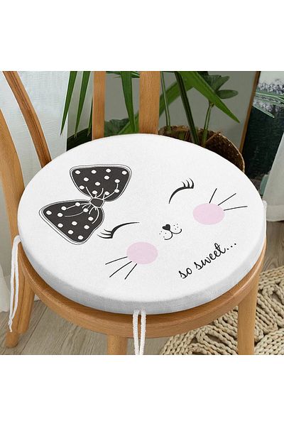 Realhomes So Sweet Motif Drawing Round Zippered Chair Cushion
