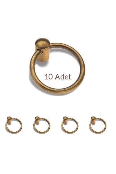 ARON (10 ADET) Halka Kulp Antik Sarı Komidin Konsol Mobilya Şifonyer Tv Ünite Kulbu