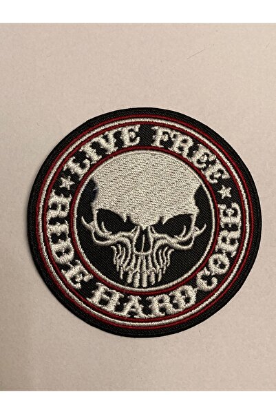 StüdyoÜmitTişört دراجة نارية لايف فري ريد هارد كور باتش، دبوس، رقعة جينز (7.5 × 7.5 سم)