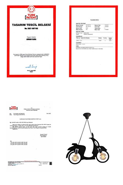 UTKU TASARIM Scooter Motor Bisiklet Avize Sarkıt Modern Rustik Dekoratif Lamba