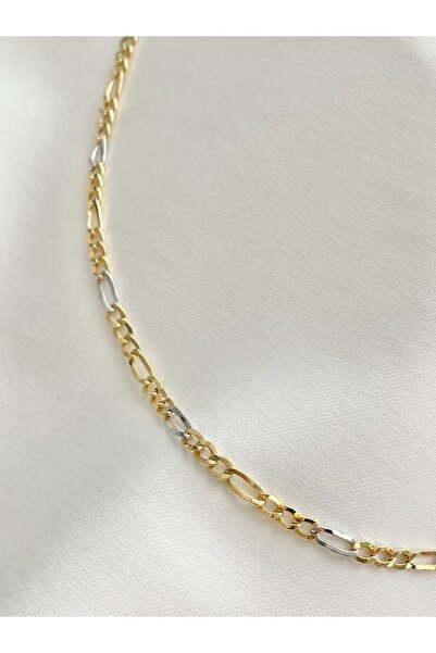 14 KUYUMCULUK 3 Mm Yeşil Beyaz Figaro Zincir-60cm