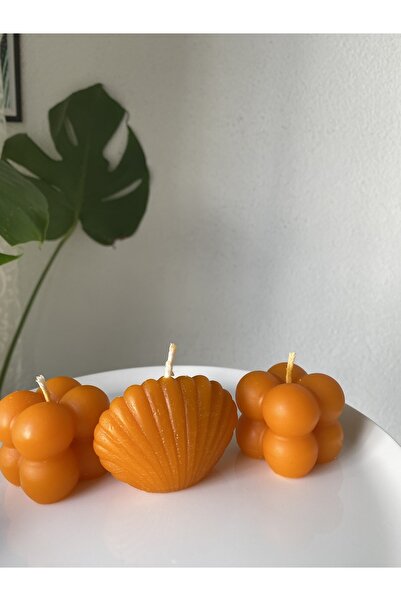 MUMBOX Turuncu Hediyelik Kokulu Mini Bubble Ve Istiridye Mum