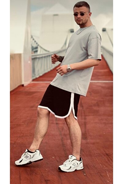 S&R FASHION Сірий оверсайз-комплект з шортами з трикотажу