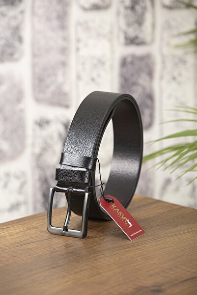 KASVA DERİ Curea sport neagră originală din piele de bivol de 4,5 cm