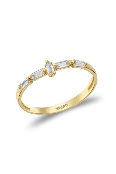 myorogold 14 Ayar Mini Baget Taşlı Yüzük