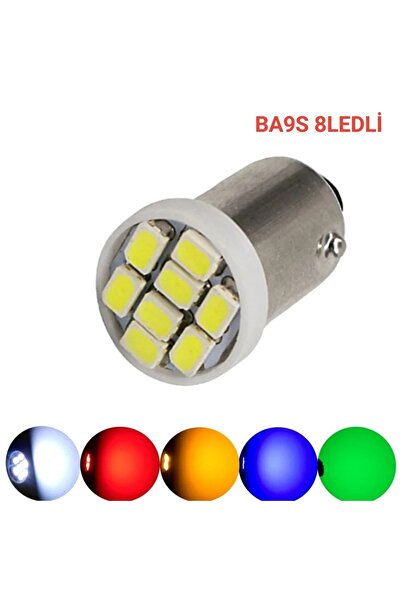 gürler oto kılıf ve aksesuar Ba9s Led Uyumlu  Ampul Soket Tipi Ba9s Tırnaklı 8 Ledli Beyaz 12v 2ad Mini Boy
