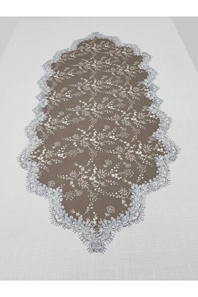 Finezza Meltem Baskılı Keten Kumaş Kreme Kahve Masa Örtüsü 160x220 Cm - 1142