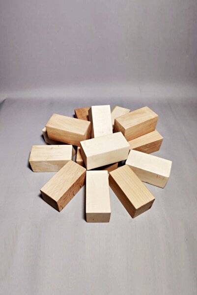 UTKU TASARIM Ahşap Küp 5cm 5 Adet Jenga Doğal Ahşap Denge Oyunu Kayın Ağacından
