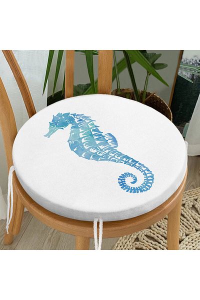Realhomes Modern Round Zippered Chair Cushion with Colorful Sea Urchin Pattern on White Background