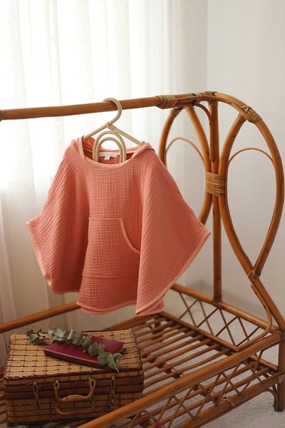 Mujo Baby&Kids 4 Layer Muslin Poncho Organic Cotton - Salmon