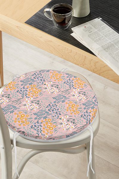 Realhomes Digital Printed Round Zippered Chair Cushion with Onedraw Drawing on Colorful Floor