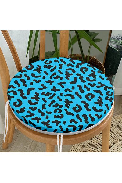 Realhomes Digital Printed Round Zippered Chair Cushion with Polka Dot Pattern on Colorful Floor