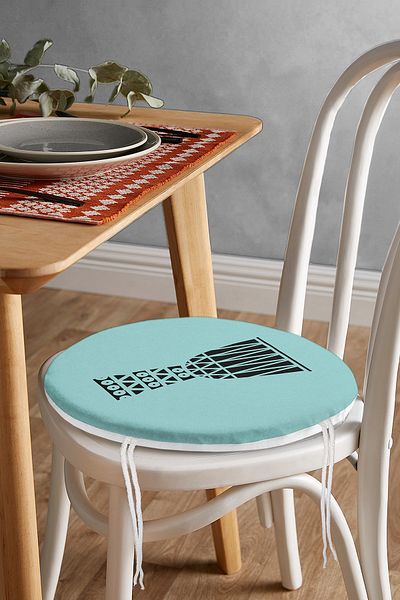 Realhomes Modern Round Zippered Chair Cushion with Onedraw Drawing Mug Pattern on Colorful Background
