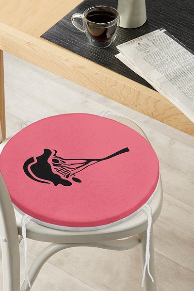 Realhomes Modern Round Zippered Chair Cushion with Onedraw Drawing Tree Pattern on Colorful Background