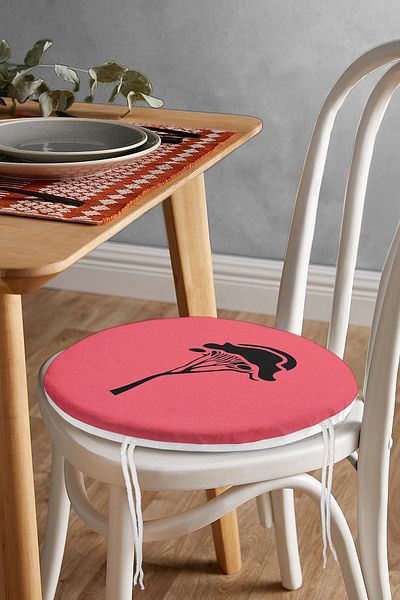 Realhomes Modern Round Zippered Chair Cushion with Onedraw Drawing Tree Pattern on Colorful Background