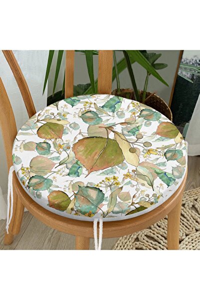 Realhomes Кругла подушка для стільця з цифровим принтом осіннього листя на бі...