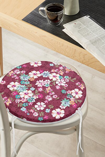 Realhomes Кругла подушка для стільця з цифровим принтом у вигляді квіткового ...