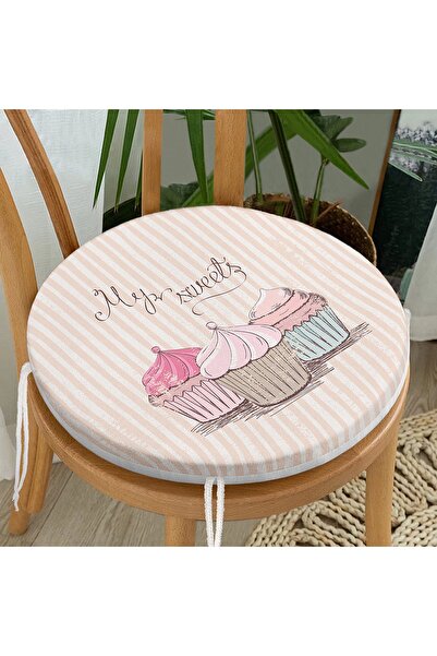 Realhomes Cup Cake Цифровий друк Сучасний круглий чохол для стільця на блискавці