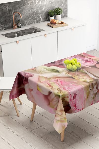 Nish & Royal Pink Rose Design Special Design Digital Printed Tablecloth