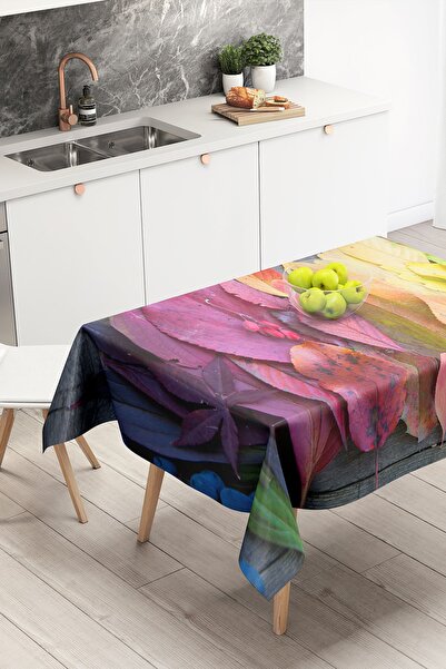Nish & Royal Colorful Leaves Digital Printed Special Design Tablecloth