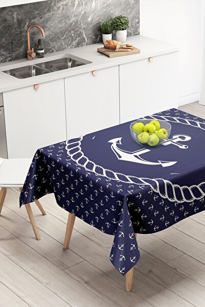 Nish & Royal Digital Printed Modern Tablecloth with Modern Anchor Pattern on ...