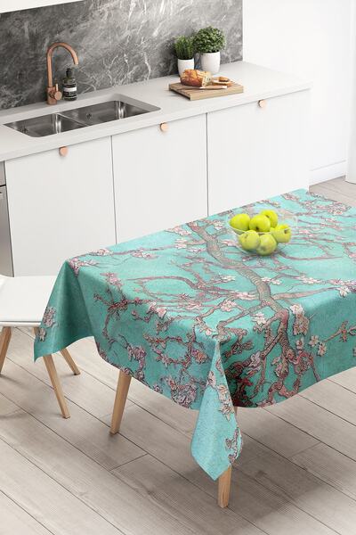 Nish & Royal Oil Paint Green Tree Motifs Digital Printed Tablecloth