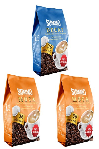 SUMMO عبوة مميزة مكونة من 108 قطعة من Decaf و2 قطعة من Moca (36 × 3 عبوات) كب...