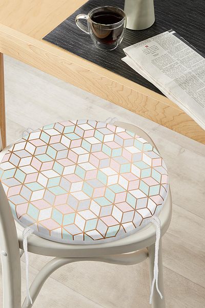 Realhomes Geometric Patterned 3D Special Designed Modern Round Zippered Chair Cushion