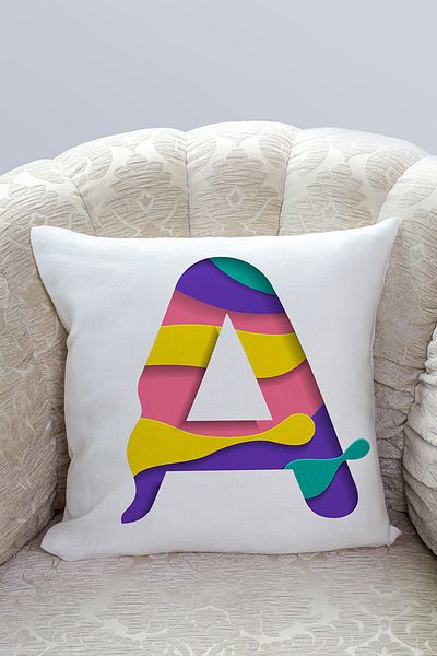 Nish & Royal Watercolor Motif Letter A Digital Printed Pillow Cushion Cover