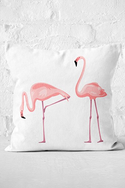 Nish & Royal Husă de pernă cu model flamingo roz, imprimată digitală