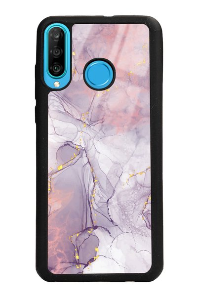 Spoyi Huawei P30 Lite Fuchsia Marble Design Glossy Phone Case