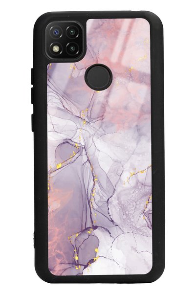 Spoyi حافظة هاتف لامعة بتصميم رخامي فوشيا لهاتف Xiaomi Redmi 9c