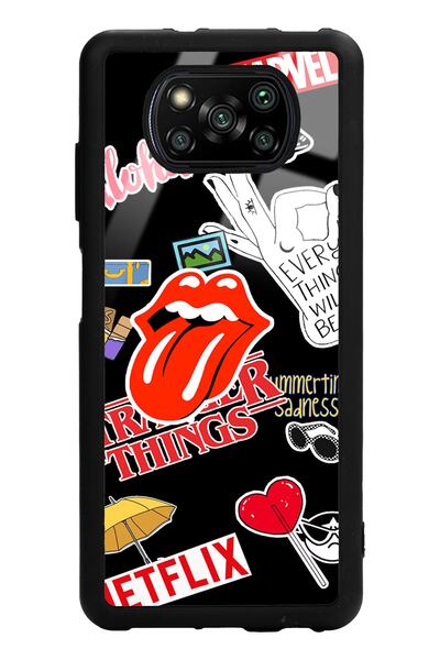 Spoyi Xiaomi Poco X3 Sticker Tasarımlı Glossy Telefon Kılıfı